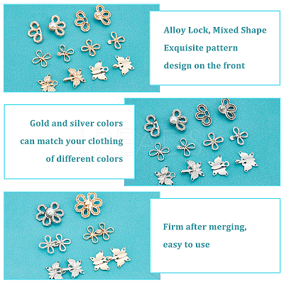 24 Sets 6 Style Alloy Snap Lock Clasps FIND-PH0005-36-1