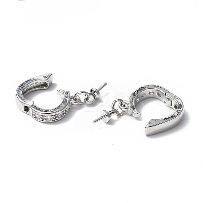 Brass Micro Pave Clear Cubic Zirconia Twister Clasps KK-P223-39P-1