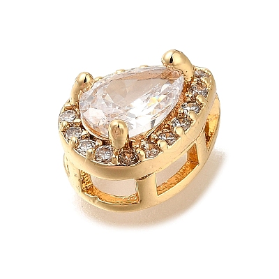 Brass Micro Pave Clear Cubic Zirconia Pendants KK-M301-05G-1