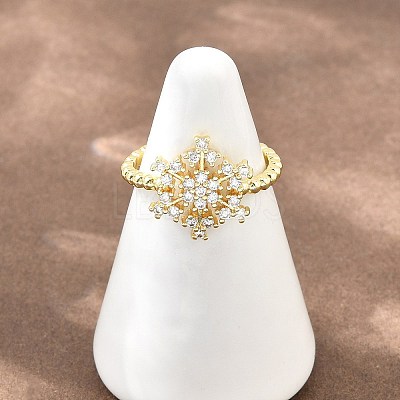Brass Micro Pave Cubic Zirconia Cuff Open Rings CU-CBACDF6-05G-1