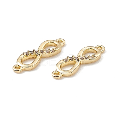 Brass Micro Pave Clear Cubic Zirconia Connector Charms KK-E068-VB388-1