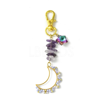 Moon Glass Seed Pendant Decorations HJEW-MZ00065-01-1