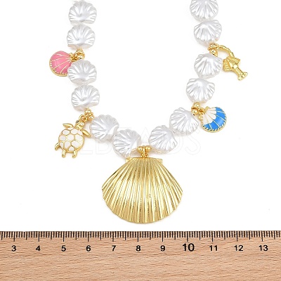 Ocean Brass Pave Cubic Zirconia and Enamel Sea Animals Pendant Necklaces KK-CBA4547-03A-G-1