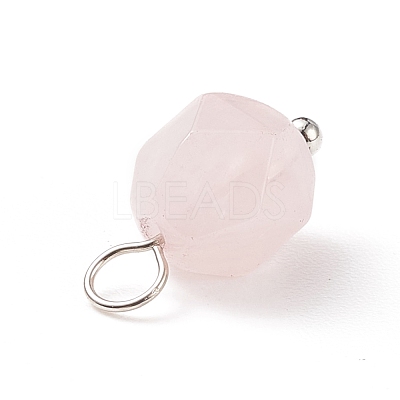 Faceted Natural Rose Quartz Pendants PALLOY-JF01694-04-1