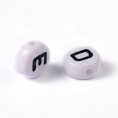 Mixed Letters White Acrylic Horizontal Hole Letter Beads X-PL37C9070-1