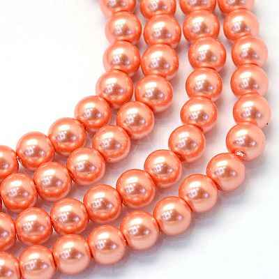Baking Paint Pearlized Glass Pearl Round Bead Strands HY-Q003-6mm-77-1
