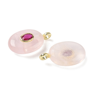 Natural Rose Quartz & Cubic Zirconia Pendants G-Z076-01G-20-1