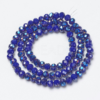 Electroplate Opaque Solid Color Glass Beads Strands EGLA-A034-P4mm-I14-1