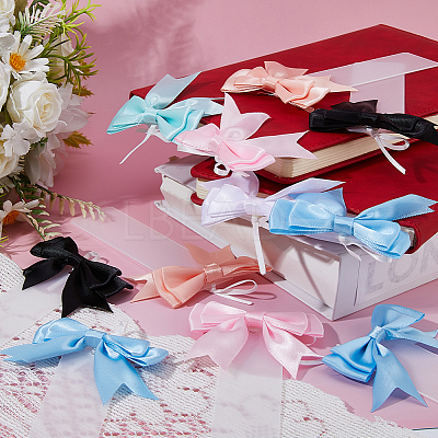 24Pcs 6 Colors Polyester Bowknot & Transparent Acrylic Bookmarks AJEW-FH00038-1