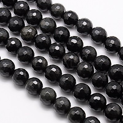 Natural Obsidian Beads Strands G-G549-6mm-02-1