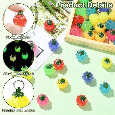 35Pcs 7 Colors Luminous Opaque Resin Pendants RESI-CJ0005-42-1