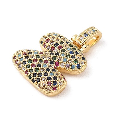 Brass Micro Pave Cubic Zirconia Pendants ZIRC-P121-01G-Z-1