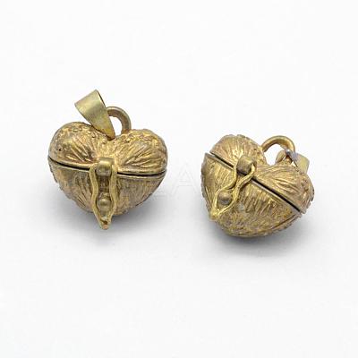 Brass Prayer Box Pendants KK-F722-24C-RS-1