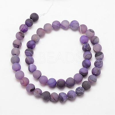 Natural Druzy Geode Agate Bead Strands G-K166-09-8mm-07-1