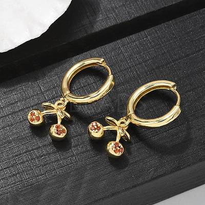 Brass Cubic Zirconia Hoop Earrings EJEW-Q015-01G-B-1