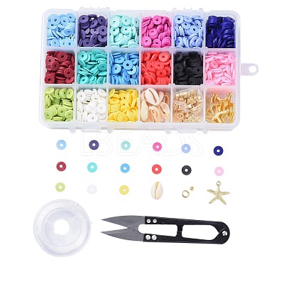 15 Colors Handmade Polymer Clay Beads DIY-JP0005-47-8mm-1