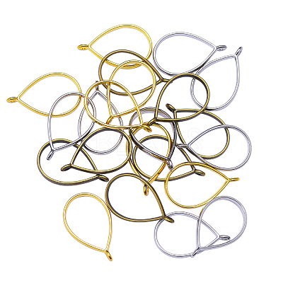 Rack Plating Alloy Drop Open Back Bezel Pendants PALLOY-CJ0001-24-FF-1