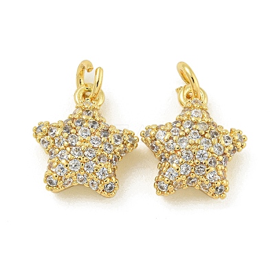 Rack Plating Brass Micro Pave Clear Cubic Zirconia Charms KK-Z067-23G-04-1