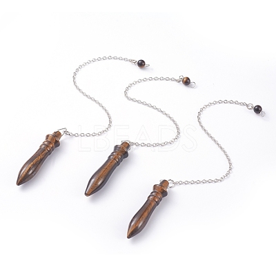 Natural Tiger Eye Pointed Dowsing Pendulums G-J386-A06-1