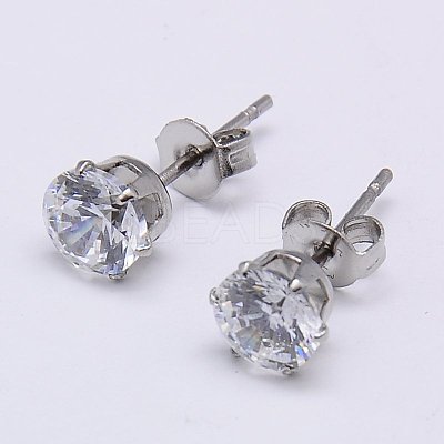 Cubic Zirconia Ear Studs STAS-E051-3C-1