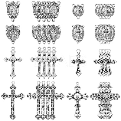 80Pcs 8 Styles Alloy Tibetan Style Pendants & Chandelier Component Links Kits FIND-SC0022-99-1