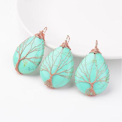 Synthetic Turquoise Pendants G-K122-01RG-1