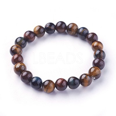 Natural Tiger Eye Beads Stretch Bracelets BJEW-F380-01-B18-1