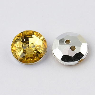 2-Hole Taiwan Acrylic Rhinestone Flat Round Buttons BUTT-F015-11.5mm-30-1