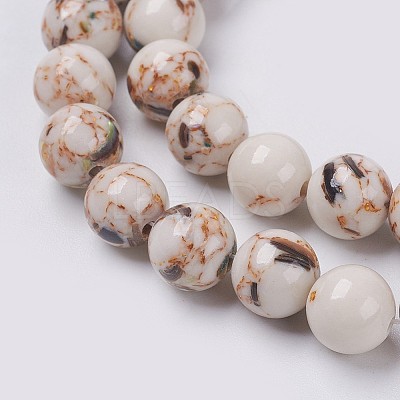 Sea Shell and Synthetic Turquoise Assembled Beads Strands X-G-G758-08-8mm-1