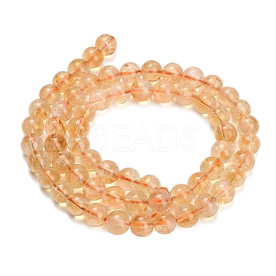 Hearted Natural Citrine Beads Strands GG-T002-A01-6mm-1