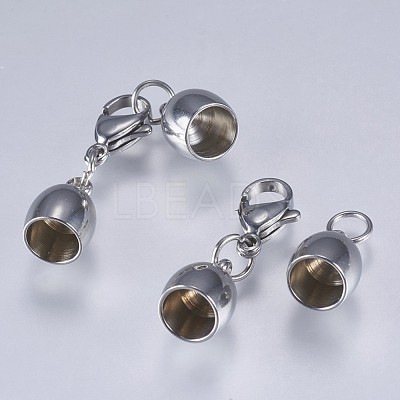 Tarnish Resistant 201 Stainless Steel Cord Ends STAS-F145-03P-11x8mm-1
