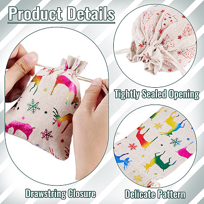 20Pcs 4 Styles Christmas Cotton Fabric Cloth Bag ABAG-TA0002-11-1