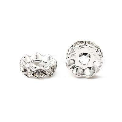 Brass Rhinestone Spacer Beads RB-A014-L12mm-01S-1