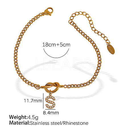 304 Stainless Steel Micro Pave Clear Cubic Zirconia Charm Bracelets WG4D47F-20-1