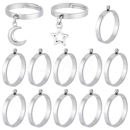 24Pcs 304 Stainless Steel Finger Ring Settings STAS-BBC0010-09A-1