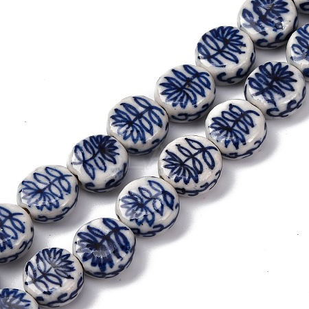 Handmade Blue and White Porcelain Beads Strands PORC-I027-15A-1
