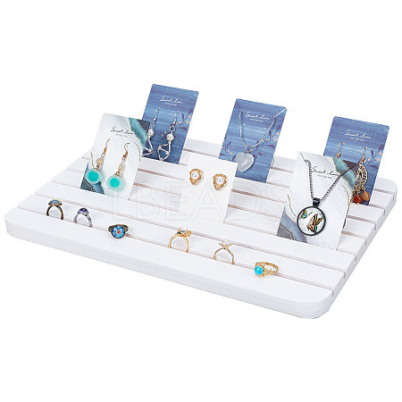 7-Slot Rectangle Wood Earring Display Card Stands EDIS-WH0021-37B-1