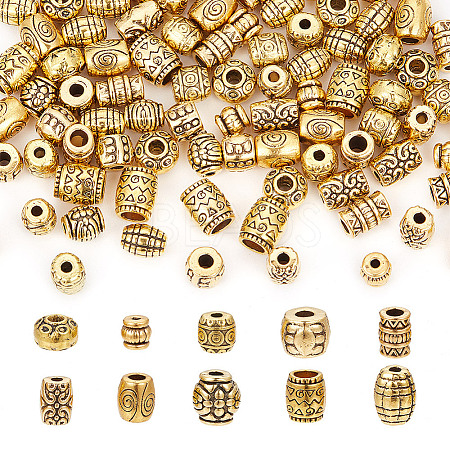 HOBBIESAY 100Pcs 10 Styles Tibetan Style Alloy Beads FIND-HY0003-50-1