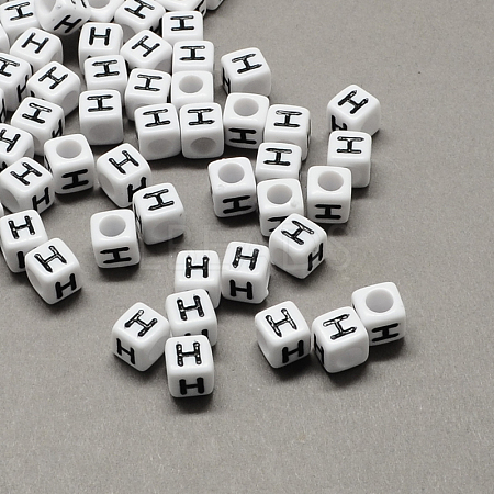 Large Hole Acrylic Letter European Beads SACR-Q103-7mm-01H-1