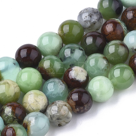 Natural Chrysoprase Beads Strands X-G-S333-6mm-016-1