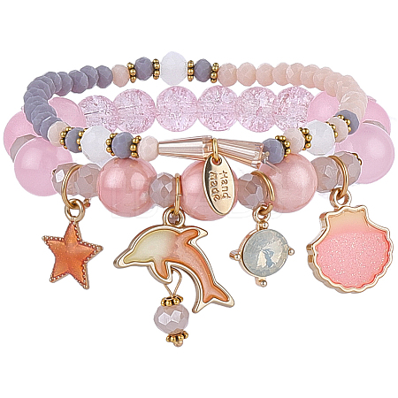 1Bag Plastic & Glass Beaded Stretch Bracelets BJEW-PA0001-10A-1