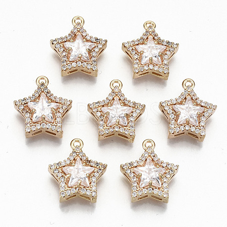 Brass Glass Rhinestone Charms GLAA-S179-25-RS-1