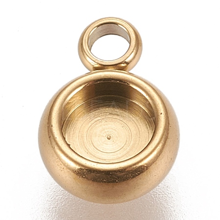 Ion Plating(IP) 304 Stainless Steel Pendant Cabochon Settings X-STAS-K202-03A-G-1