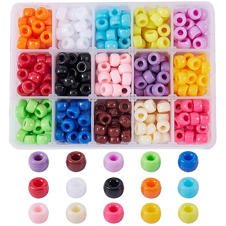 121.5G 15 Colors Opaque Acrylic European Beads SACR-SZ0001-09-1