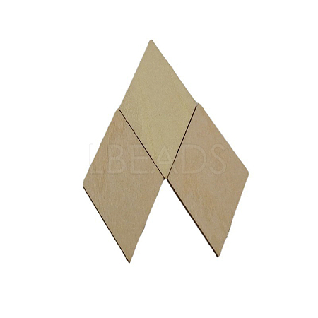 Unfinished Wood Rhombus Shape Discs Slices LS-WOCR-PW0001-005B-1
