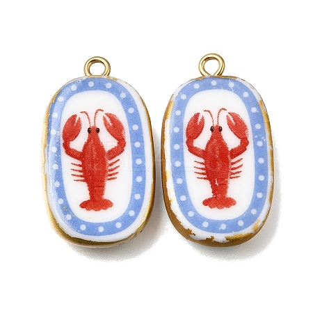 Fruit & Floral & Animals Printed Handmade Porcelain Pendants STAS-Z207-01G-05-1