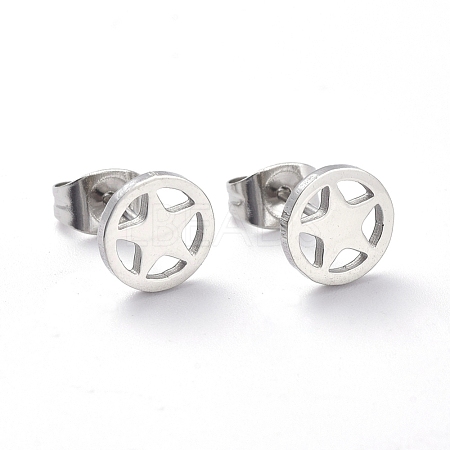 Tarnish Resistant 304 Stainless Steel Pentacle Stud Earrings EJEW-H368-27P-1