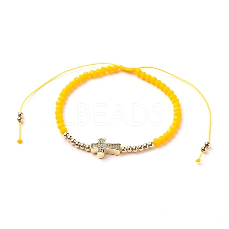 Adjustable Nylon Cord Braided Bead Bracelet BJEW-JB05732-04-1
