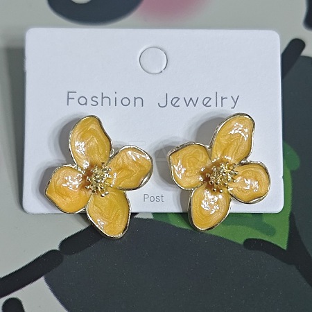 Alloy Enamel Stud Earrings with Brass Earring Pins FS-WGE19F2-10-1