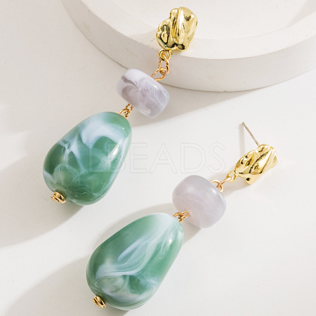 Alloy & Resin Dangle Stud Earrings WG13DBD-06-1